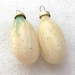 Set of 2 Antique Vintage Glass Christmas Ornament Pickles