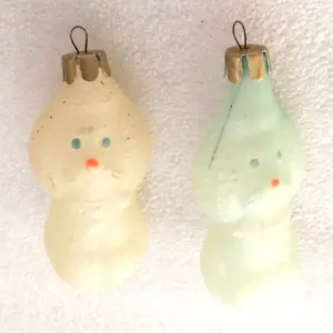 Set of 2 Antique Vintage Glass Christmas Ornament Dogs
