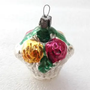 Antique Vintage Glass Christmas Ornament Basket