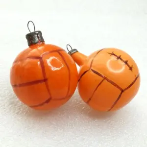 Set of 2 Antique Vintage Glass Christmas Ornament Balls