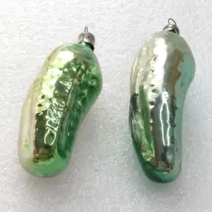 Set of 2 Antique Vintage Glass Christmas Ornaments Pickles
