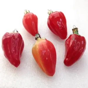 Set of 5 Antique Vintage Glass Christmas Ornaments Paprika