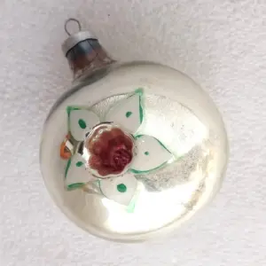 Vintage USSR Glass Christmas Ornament Flower