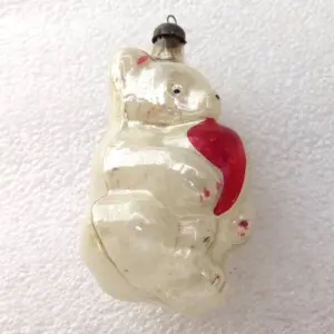 Old Antique Vintage USSR Glass Christmas Ornament Bear