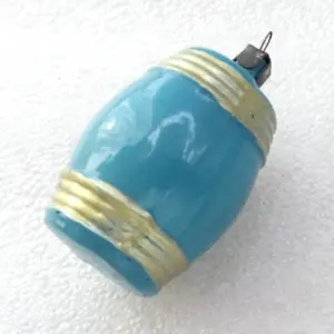 Old Antique Vintage USSR Glass Christmas Decor Ornament Barrel