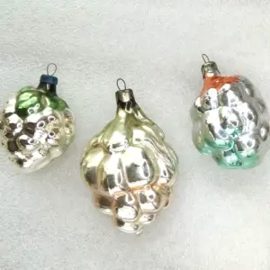 Set of 3 Old Antique Vintage Glass Christmas Ornament Berries