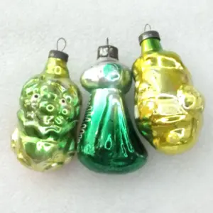Set of 3 Old Antique Vintage Glass Christmas Ornaments