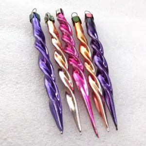 Set of 5 Antique Vintage USSR Glass Christmas Ornament Icicle