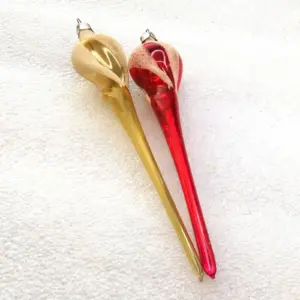 Set of 2 Old Antique Vintage Glass Christmas Tree Ornaments Icicles