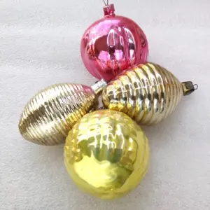 Set of 4 Old Antique Vintage USSR Glass Christmas Ornaments