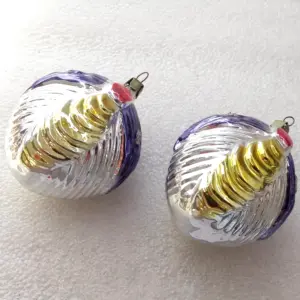 Set of 2 Old Antique Vintage Glass Christmas Tree Ornaments Butterfly