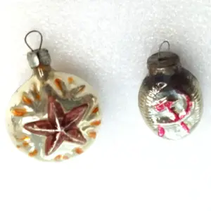 Set of 2 Antique Vintage Glass Christmas Ornaments USSR Stars