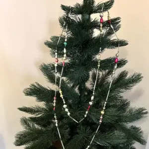 9.8ft Vintage Glass Bugle Bead Christmas Garland Antique Mercury Handmade