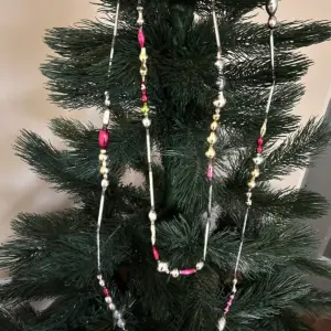 8.2ft Vintage Glass Bugle Bead Christmas Garland Antique Mercury Handmade