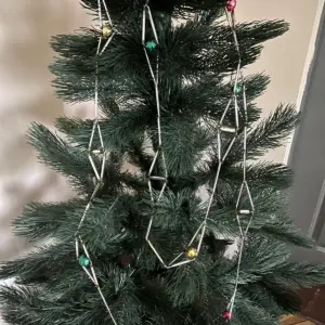 11.5ft Vintage Glass Bugle Bead Christmas Garland Antique Mercury Handmade