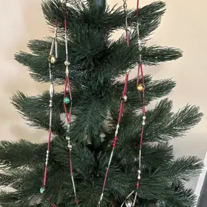 9.2 ft Vintage Glass Bugle Bead Christmas Garland Continuous Loop Antique Beads