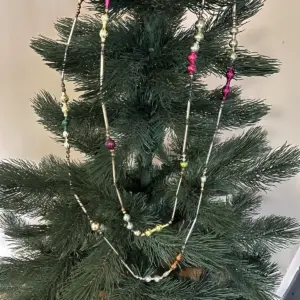 8.5ft Vintage Glass Bugle Bead Christmas Garland Antique Mercury Handmade