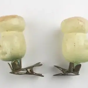 Set of 2 Vintage USSR Hand Painted Glass Christmas Tree Ornaments Mushrooms