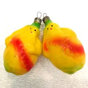 Set of 2 Vintage USSR Glass Christmas Ornament Prince Lemon