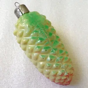 Huge Vintage USSR Glass Christmas Tree Ornament Old Pinecone