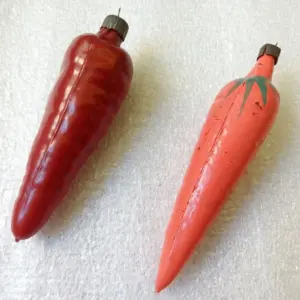 Set of 2 Vintage USSR Glass Christmas Ornaments Old Carrots