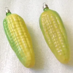 Set of 2 Vintage USSR Glass Christmas Ornaments Old Corns