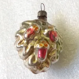 Vintage USSR Glass Christmas Ornament Acorns