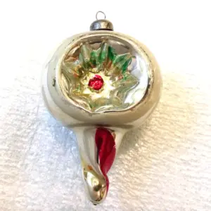 Vintage USSR Glass Christmas Ornament Old Lantern
