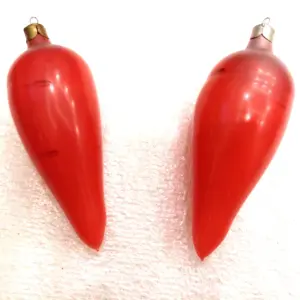 Set of 2 Vintage USSR Glass Christmas Ornaments Old Carrots