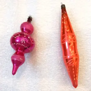 Set of 2 Vintage USSR Glass Christmas Ornaments Old Icicle