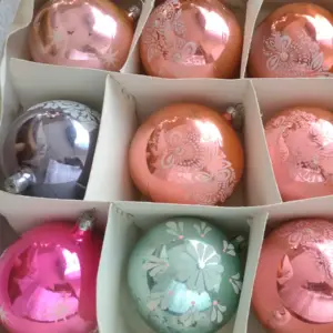Set of 9 Antique Vintage Glass Christmas Ornaments Tree USSR Balls