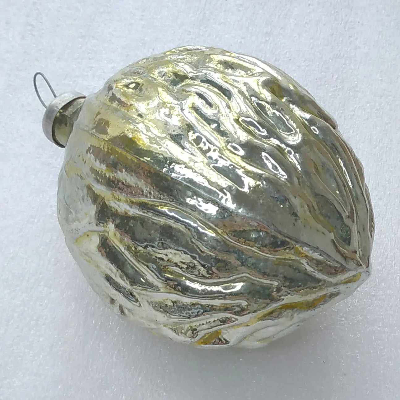 Antique Huge Vintage Glass Christmas Ornament Walnut