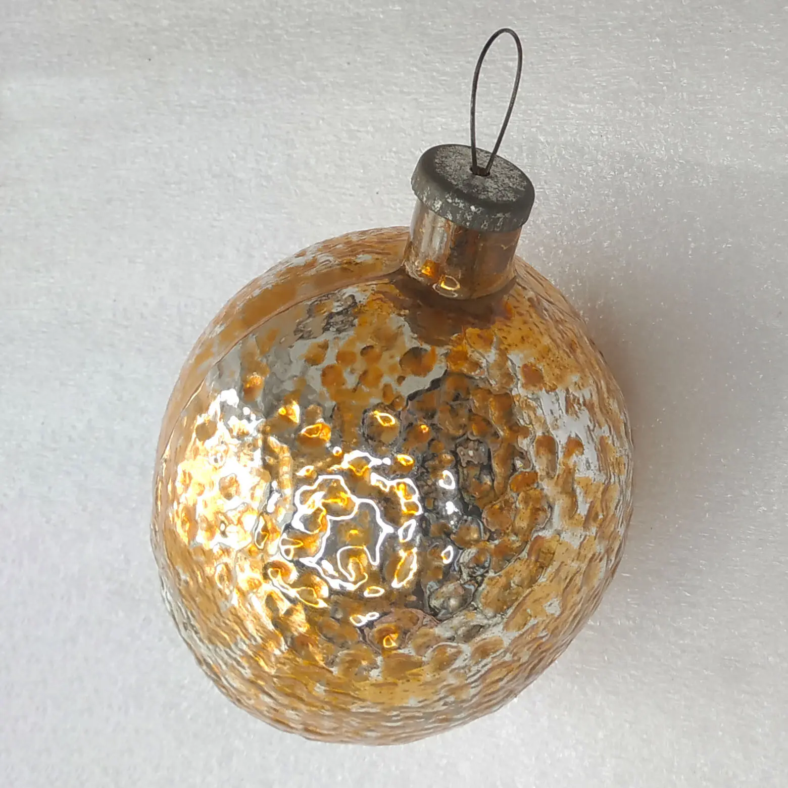 Antique Huge Vintage Glass Christmas Ornament Orange