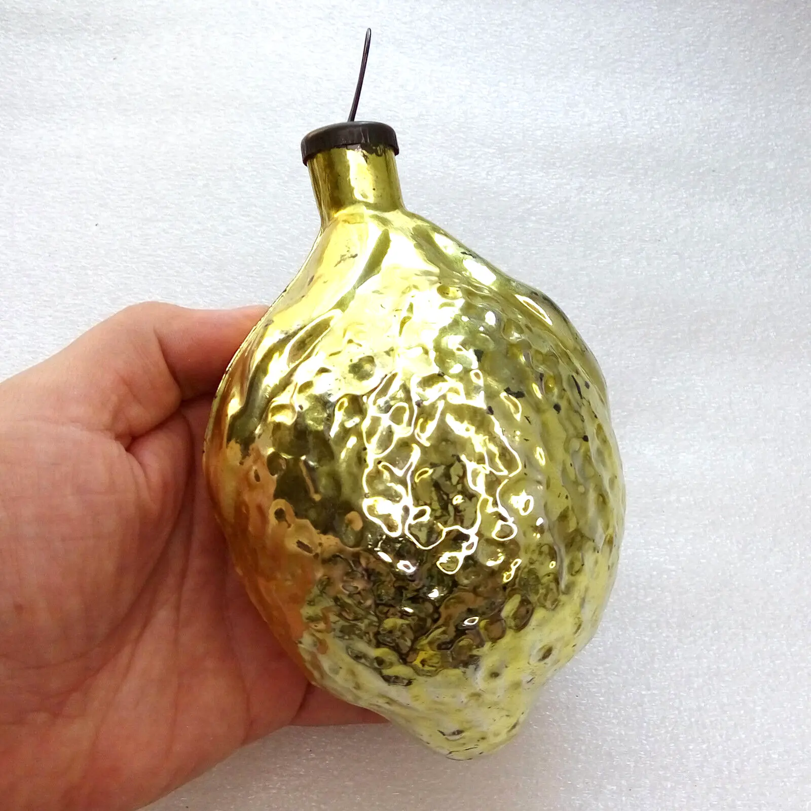 Huge Vintage Glass Christmas Ornament Lemon