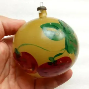 Vintage USSR Glass Christmas Ornament Old Ball Cherry
