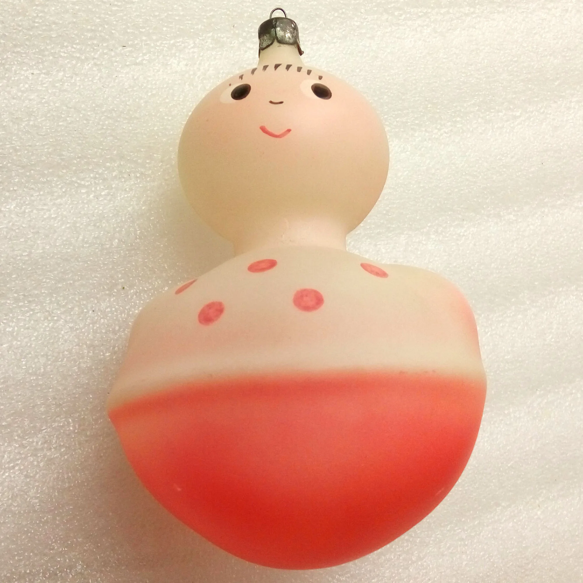 Big Vintage USSR Glass Christmas Ornament Doll