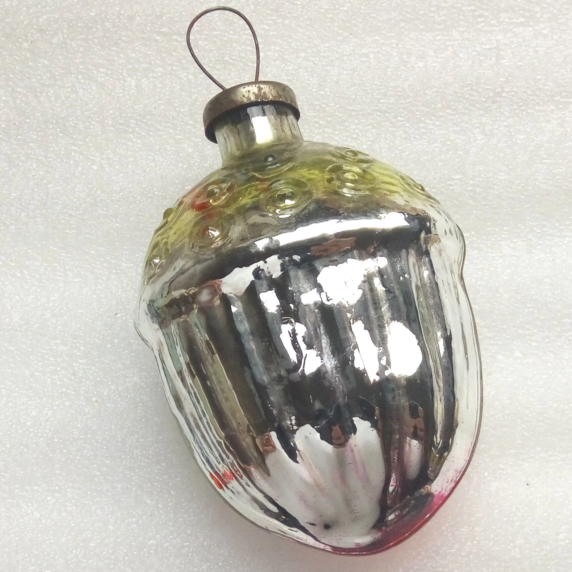 Huge Vintage USSR Glass Christmas Ornament Old Acorn
