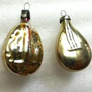 Set of 2 Vintage USSR Glass Christmas Ornaments Bandura