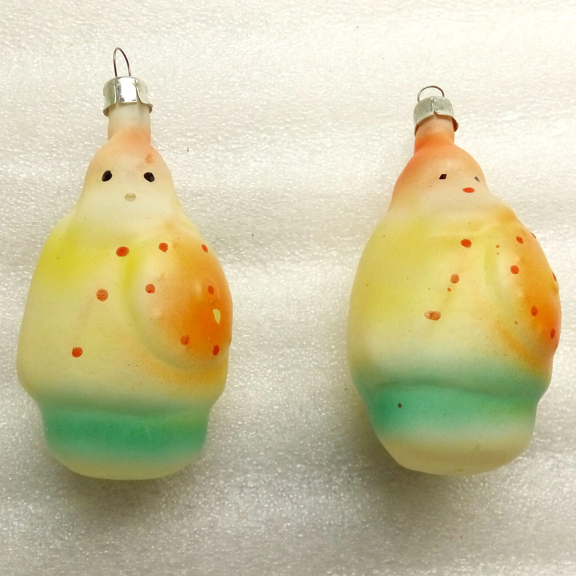 Set of 2 Vintage USSR Glass Christmas Ornaments Bogatyrs