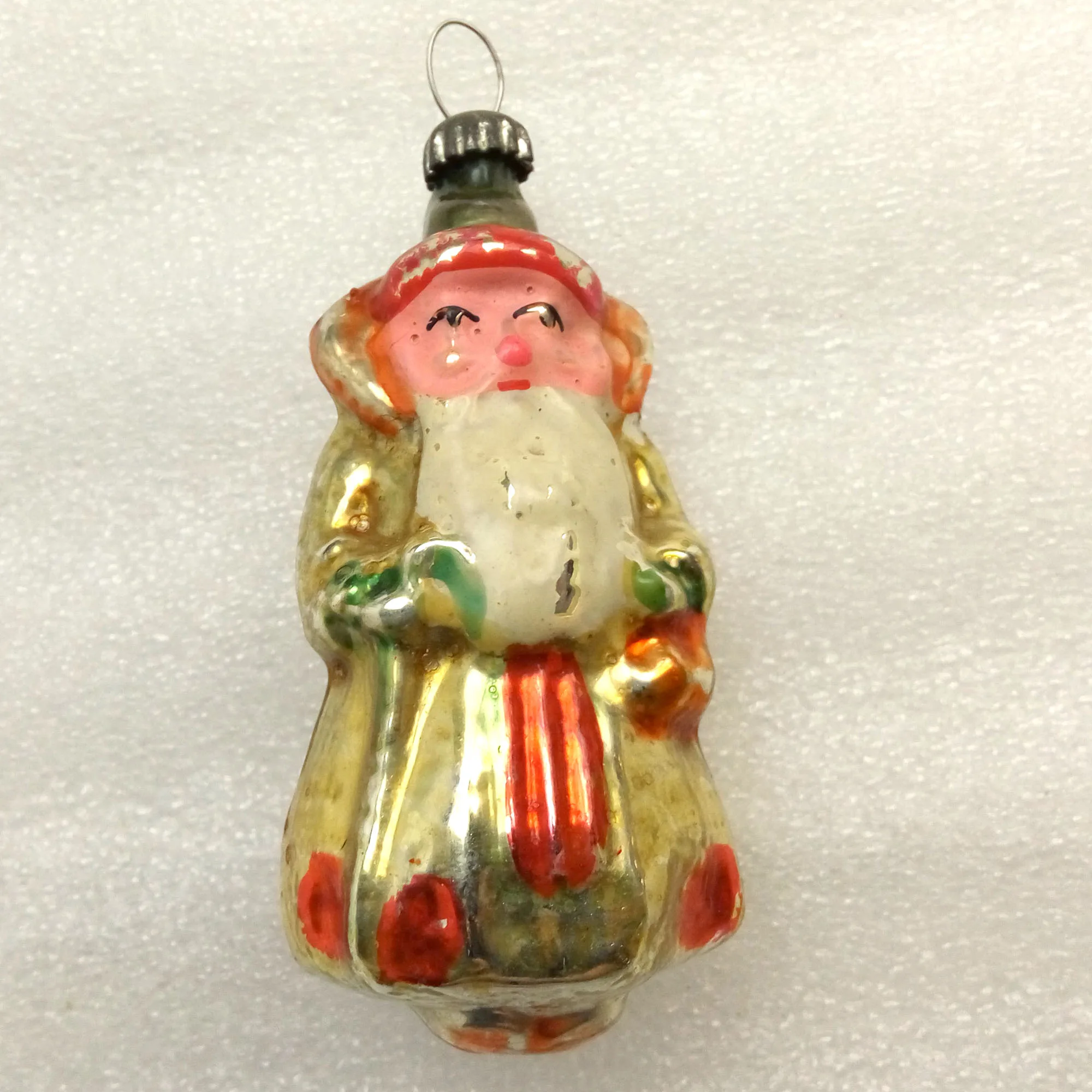 Vintage USSR Glass Christmas Ornament Old Santa