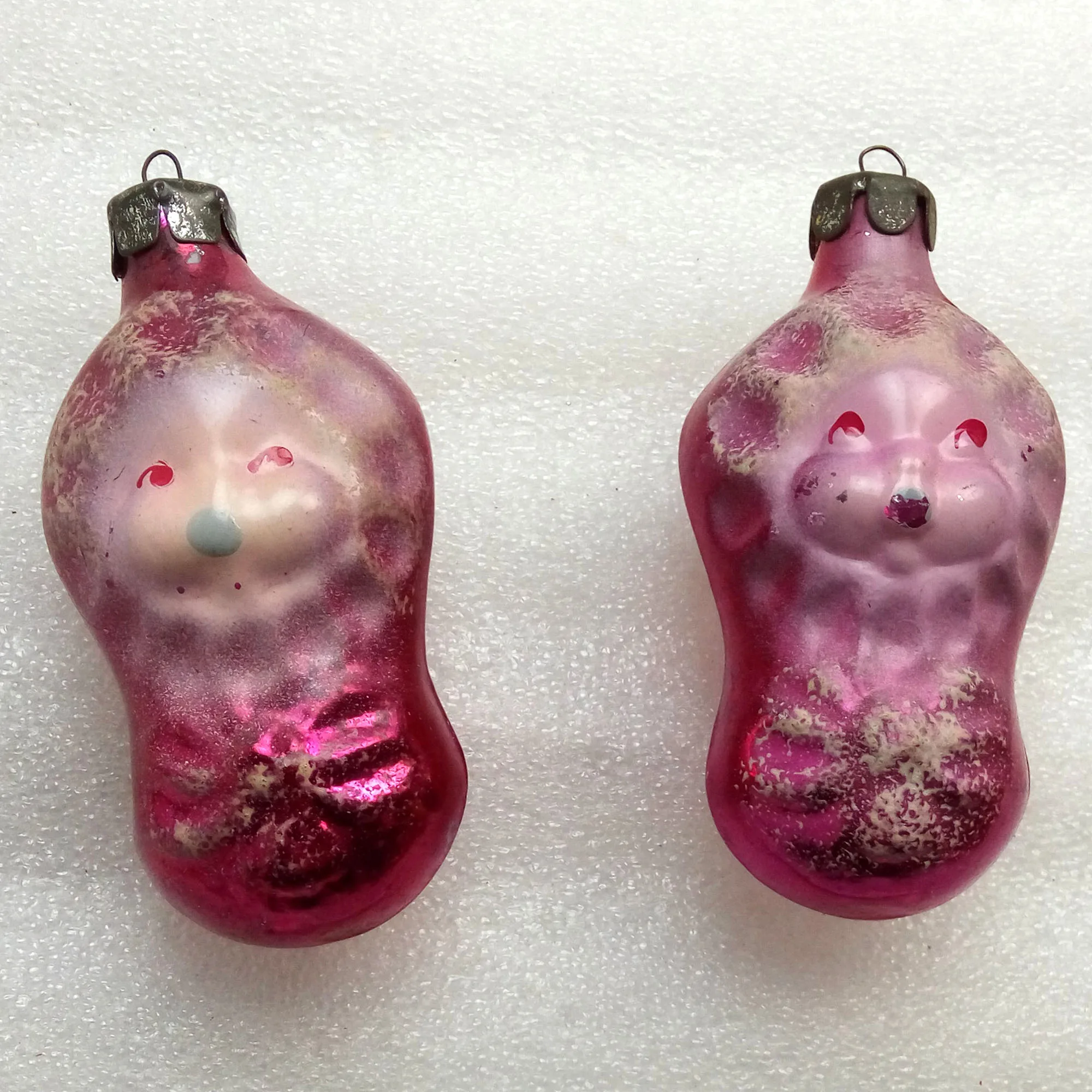 Set of 2 Vintage USSR Glass Christmas Ornaments Baby