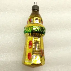 Vintage USSR Glass Christmas Ornament Tower