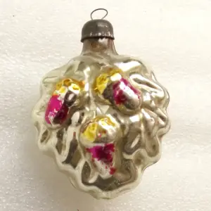 Vintage USSR Glass Christmas Ornament Fir Tree Old Acorns