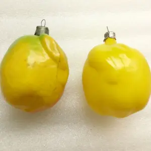 Set of 2 Vintage USSR Glass Christmas Ornaments Tree Old Lemons