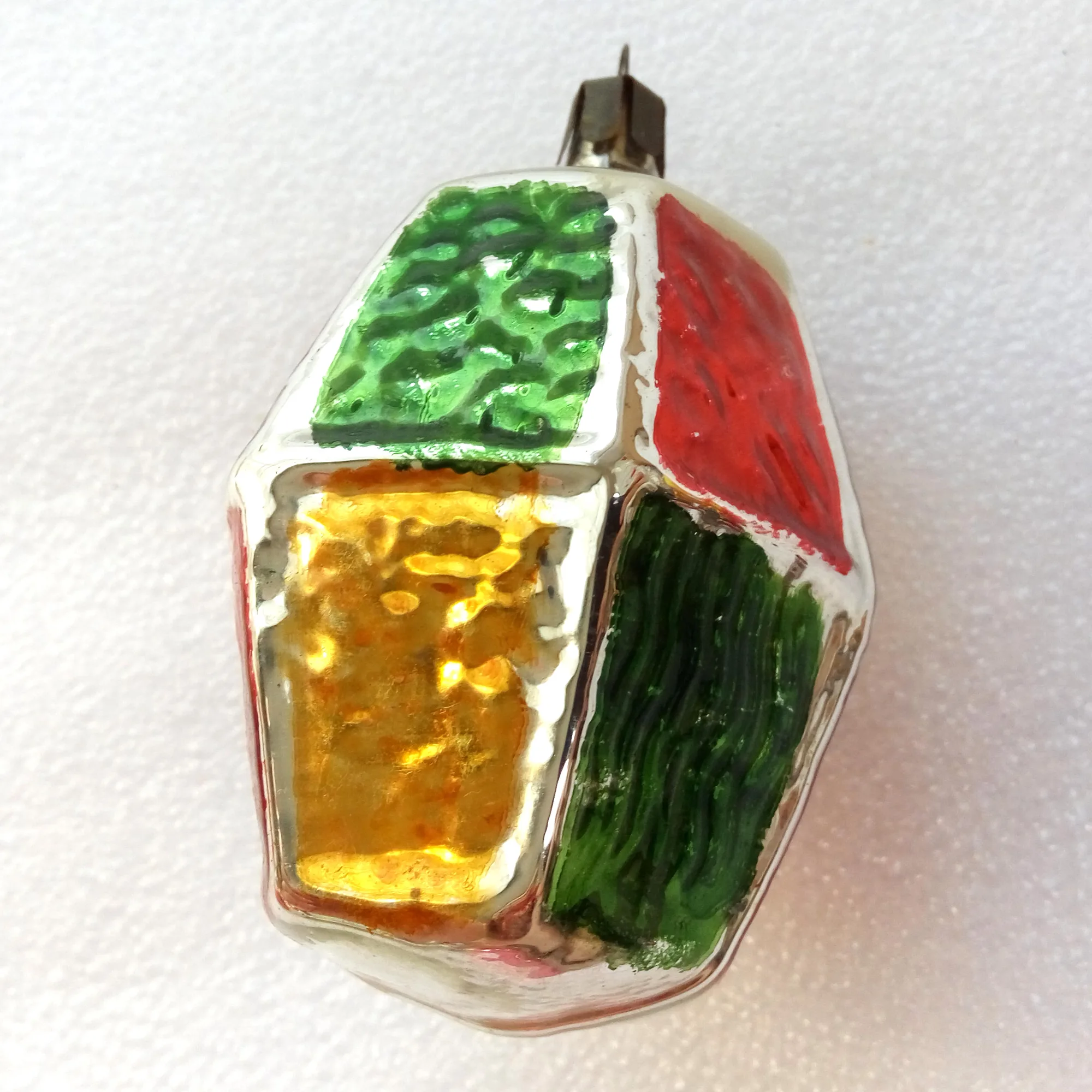 Vintage Silver Glass Christmas Ornament