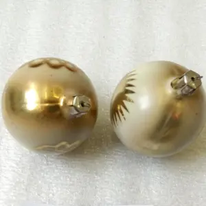 Set of 2 Vintage USSR Glass Christmas Ornaments Decororation Balls
