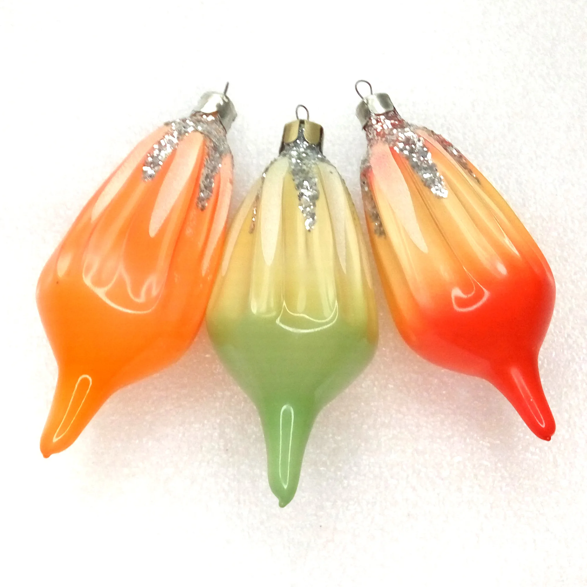 Set of 3 Vintage Glass Christmas Ornaments Icicles