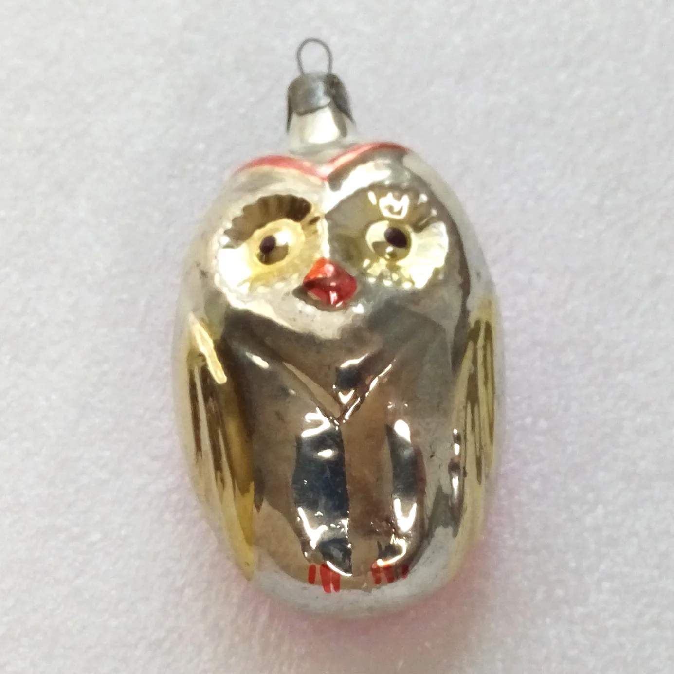 Vintage Glass Christmas Ornament Old Owl