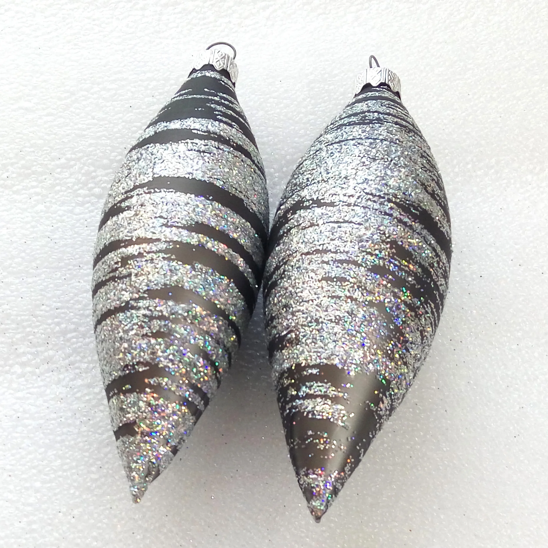 Set of 2 New Modern Ukrainian Glass Christmas Ornament Icicles
