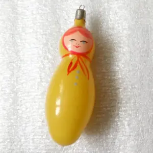 Vintage USSR Glass Christmas Ornaments Tree Decororation Nesting Doll